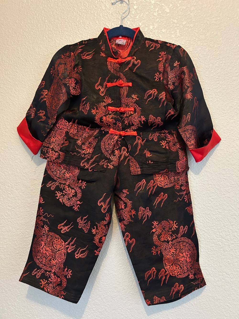 Kids Black & Red Dragon Matching Set - Traditional Style size 5